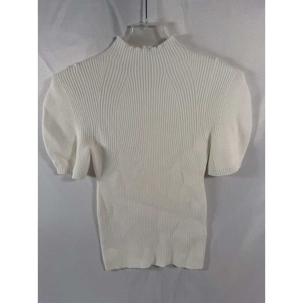 Maeve By Anthropologie Annette Short-Sleeve Mock Neck Puff-Sleeve Sweater Medium